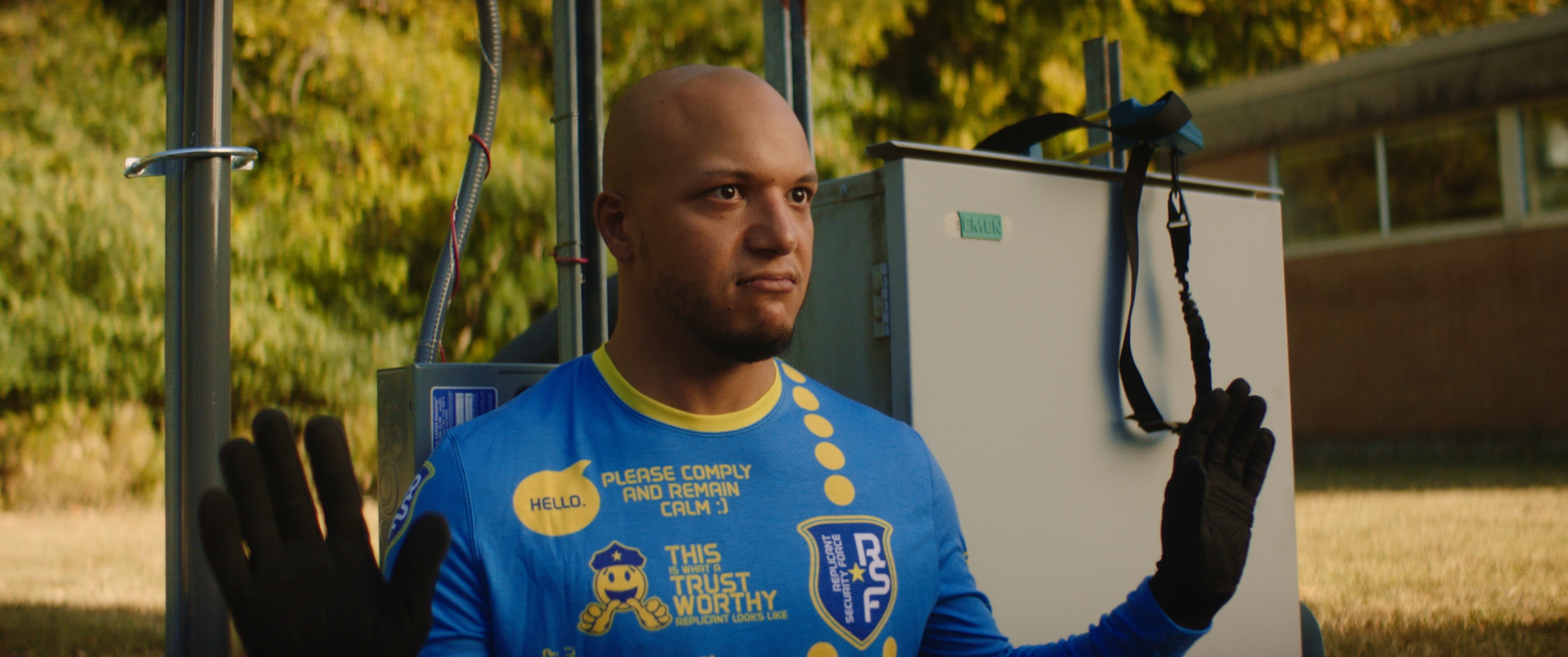 Clone Cops production still 31 - behind the scenes scene from the 2025 indie sci-fi comedy film Clone Cops featuring action and comedy